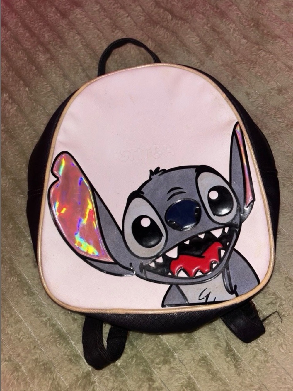 Disney Pink and Black Lilo & Stitch Kids Backpack with Holographic Ears
